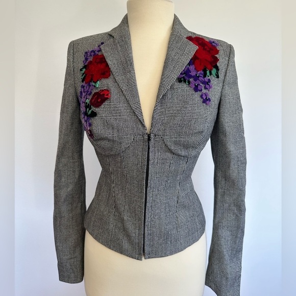 La Perla Rare Prince of Wales Corset Jacket in Black & White 38IT/2US - Picture 2 of 5